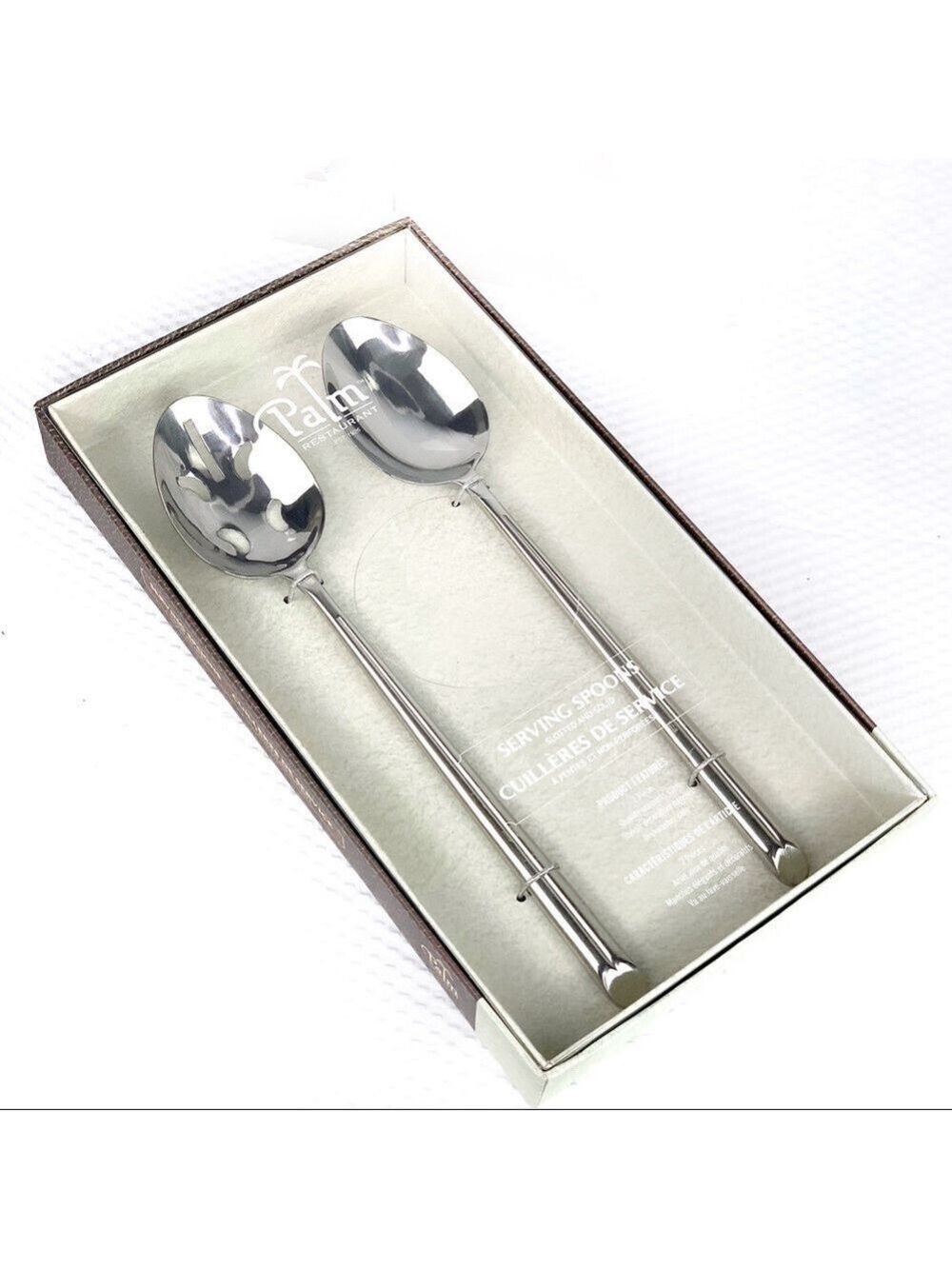 NEW-PALM Restaurant Slotted/Solid ServingSpoon Set